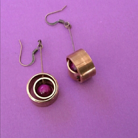 Jewelry - Purple tiger's eye copper dangle earrings